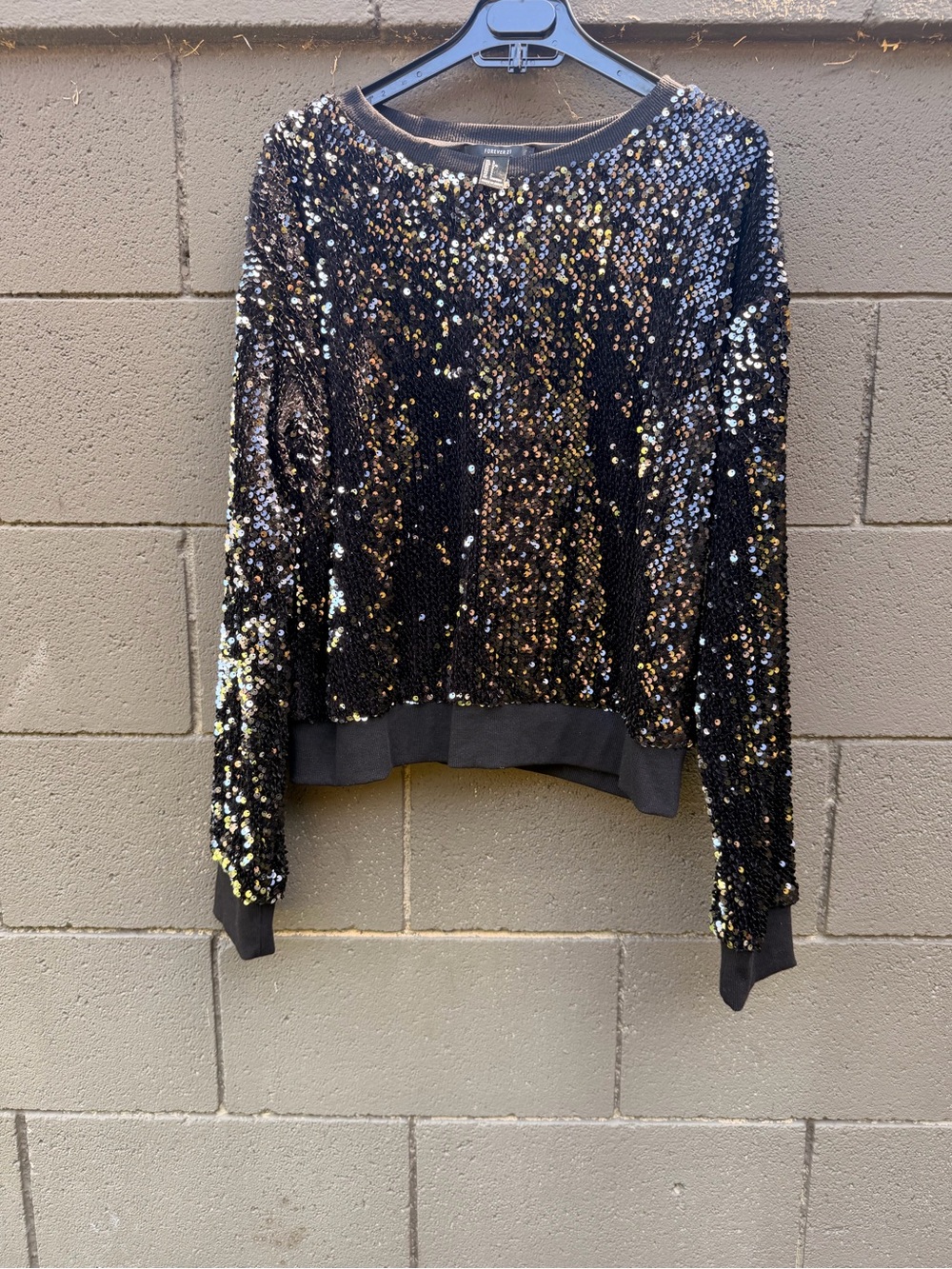 Sequin Long-Sleeve Top in Black - Women Sweatshirt